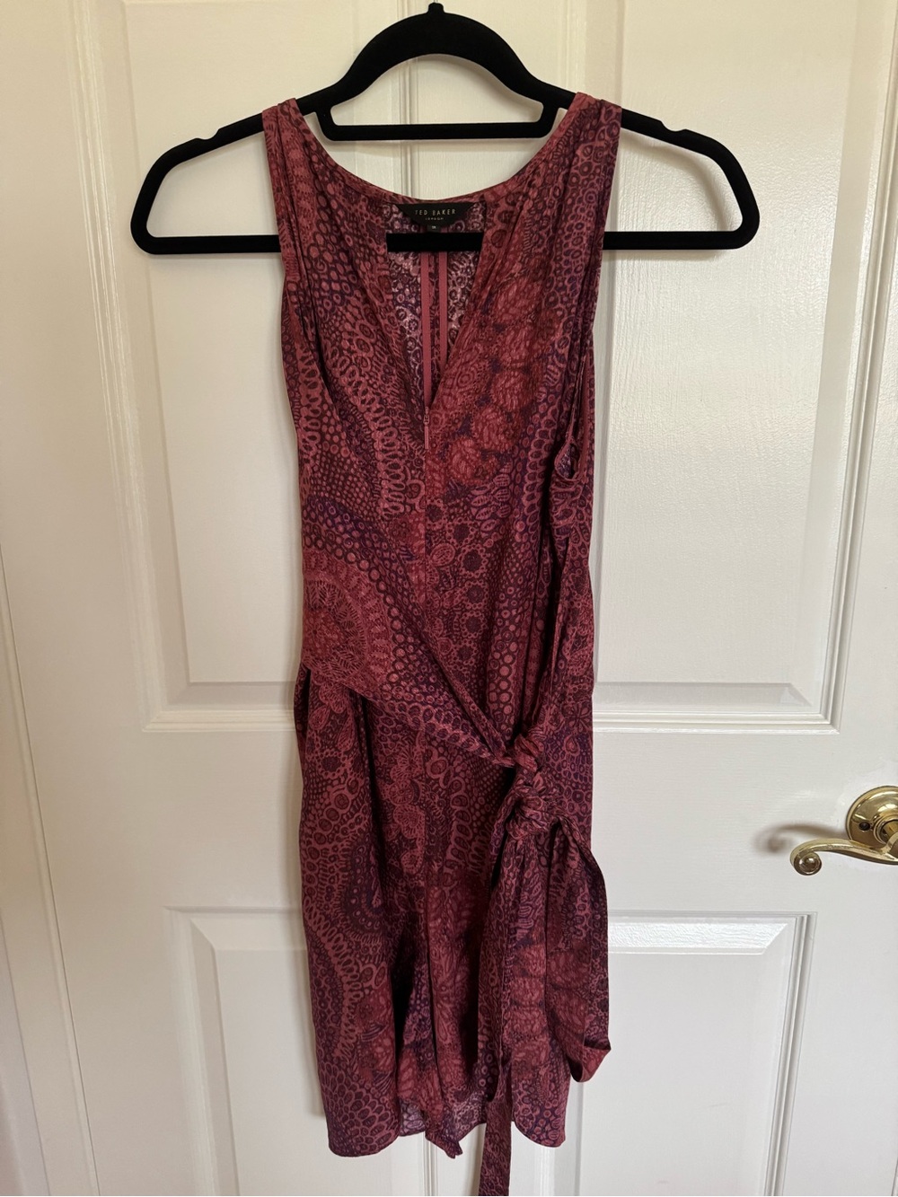 Ted Baker Plum Paisley Wrap Side Tie Romper Playsuit size 2 (US size 6). EUC.